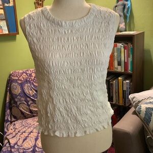 Current Air (Anthropologie) Large Smocked Blouse Crochet Lace Detail - Like New!
